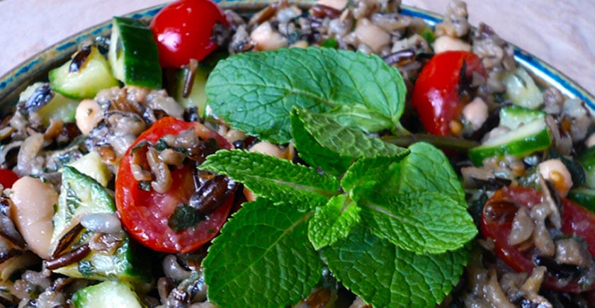 Wild Rice Salad Recipe with Mint and Pink Salt