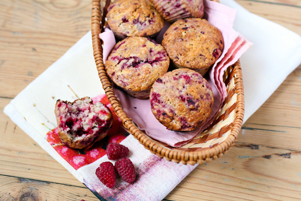 Low-Sugar High-Fiber Raspberry Muffins