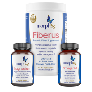 Morphus Essential Starter Bundle for Women in perimenopause and menopause   includes Magnesium, Fiberus, and Omega 3-T